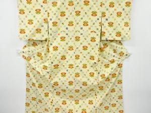 リサイクル　遠州椿模様織り出し十日町紬着物